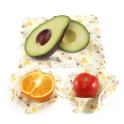 Bijenwas Doek - 3-pack - Bees Wrap - Bijen En Honingraat Print -Thuisopslag 1196x1200 3