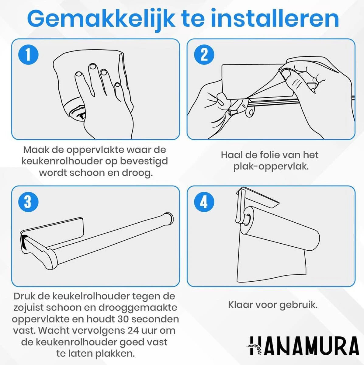 Hanamura Keukenrolhouder - Zelfklevend - Hangend - Zwart 11 Hanamura Keukenrolhouder - Zelfklevend - Hangend - Zwart - Afbeelding 9