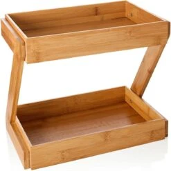 Merkloos Decopatent® 2 Laags Keuken Opbergrek - Staand Rek 2 Etages - Keukenrek - Bamboe Hout - Etagere Rek - Kruidenrek - Keuken Organizer -Thuisopslag 1197x1200 3
