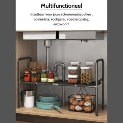 Gootsteenkast Organizer - 1 Laags - Gootsteenrek - Pannenrek - Uitrekbaar - Voor Gootsteen, Keukenkast, Badkamer, Keukenlade, Bureau 16 Gootsteenkast Organizer - 1 Laags - Gootsteenrek - Pannenrek - Uitrekbaar - Voor Gootsteen, Keukenkast, Badkamer, Keukenlade, Bureau -Thuisopslag 1197x1200 9