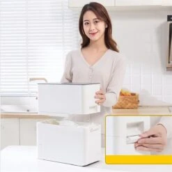 Merkloos TDR-Japans Rijst/Granen Container/Dispenser/ Opbergdoos - 6KG Inhoud - Wit -Thuisopslag 1198x1200 1