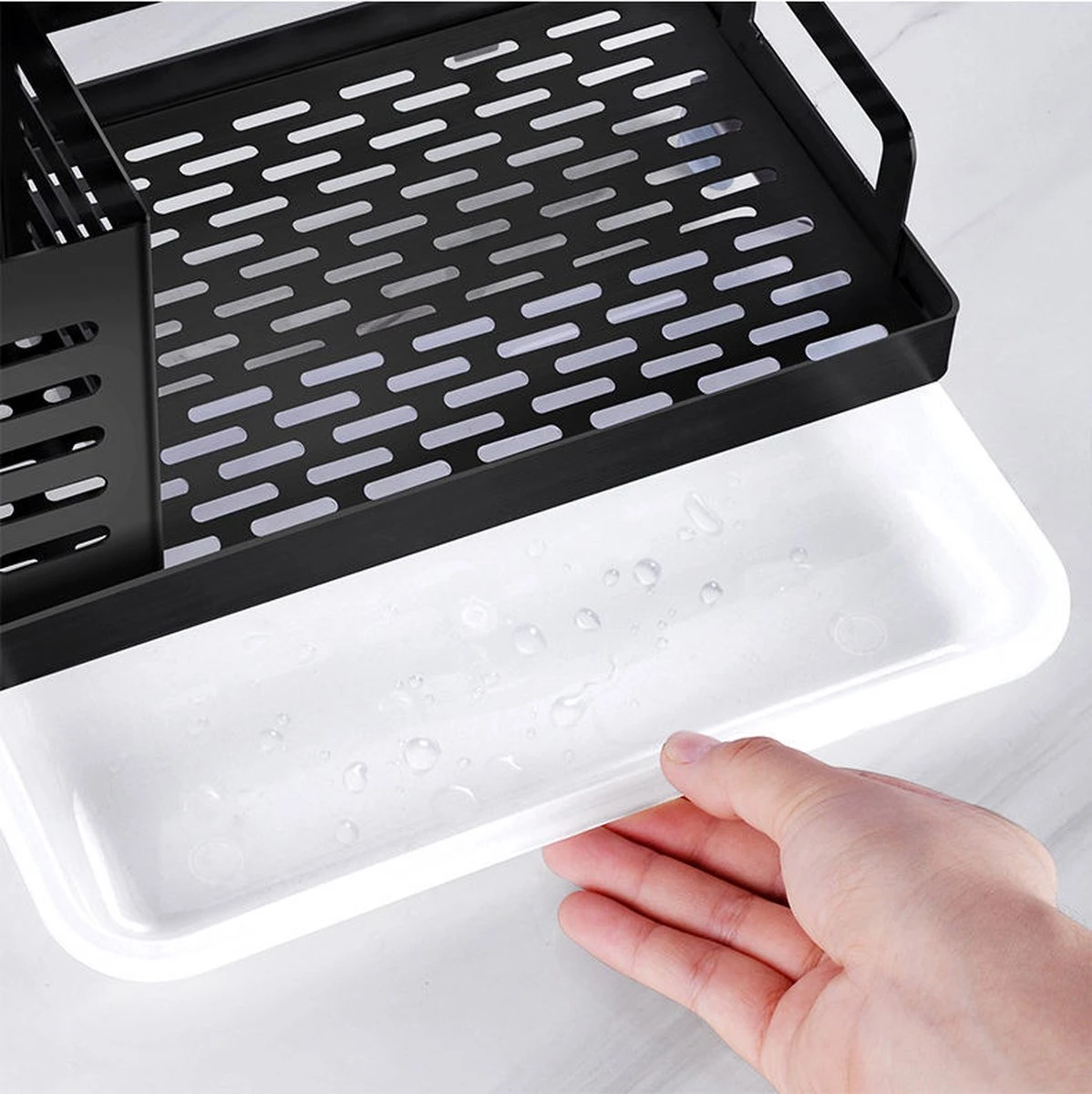 AlShiha® Vaatdoekhouder - Gootsteen Organizer - Aanrecht Organiser - Afdruiprek - Keuken Organizers - Sponshouder - Zwart 13 AlShiha® Vaatdoekhouder - Gootsteen Organizer - Aanrecht Organiser - Afdruiprek - Keuken Organizers - Sponshouder - Zwart - Afbeelding 11