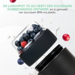 Coninx Yoghurtbeker To Go - Muesli Beker To Go - Lunchbeker - Mueslibeker 640ml (450ml+190ml) - Zwart -Thuisopslag 1199x1200 2