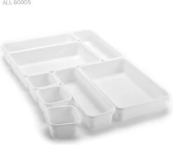 Lade Organizer | Organizer Set Van 8 Bakken - Bestekbak Ladeverdeler Ladebak Organiser Lade Inzet Bak Opbergbak Houder Verdeling | Lade Verdeler Voor Keuken En Bureau | Badkamer | Lade Bakjes | Make Up Organizer | Wit | -Thuisopslag 1200x1002 3