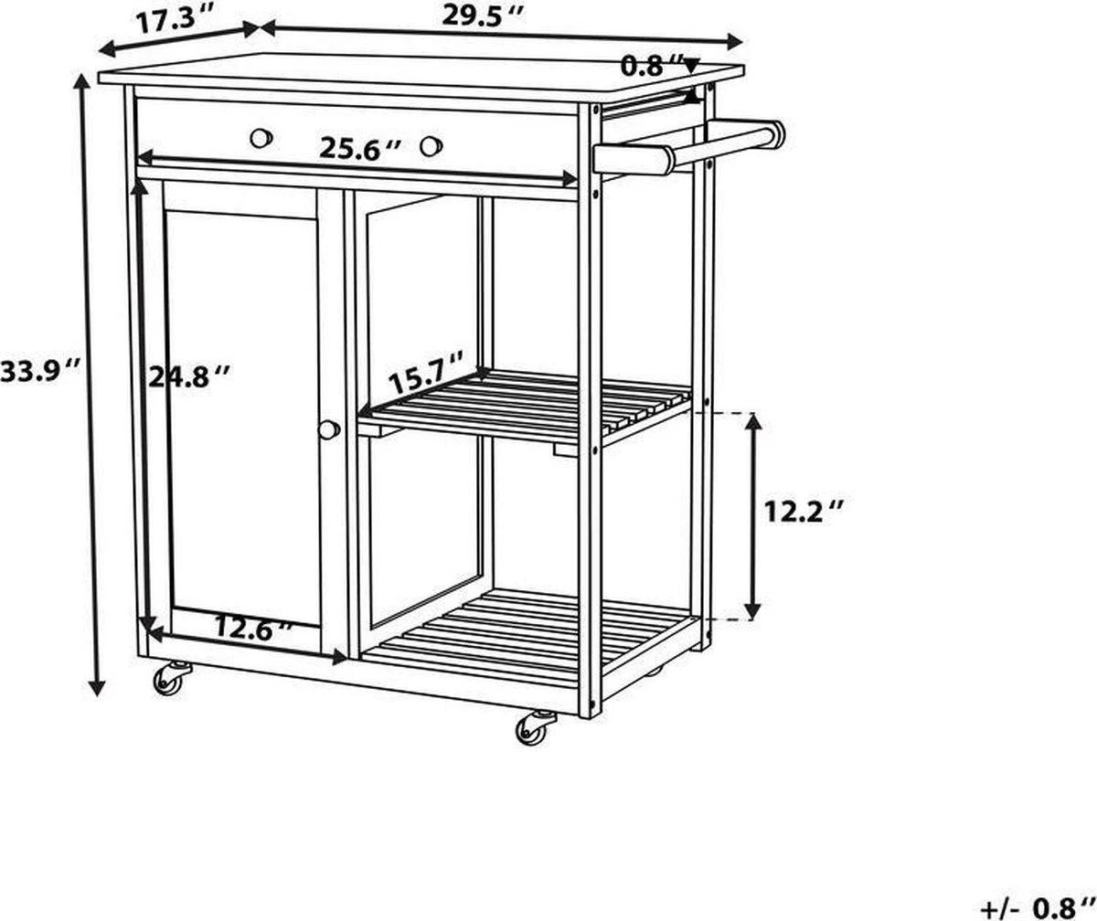 Beliani TRAPANI - Keukentrolley - Zwart - MDF 10 Beliani TRAPANI - Keukentrolley - Zwart - MDF - Afbeelding 8
