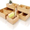 Amazy Lade Organiser Van 100% Bamboe (5-delig) | Organiser Systeem Bestaande Uit 5 Organiser Boxen Voor Het Opbergen Van Gebruiksvoorwerpen In Bureau, Keuken, Badkamer En Kantoor - Flexibel En Verstelbaar