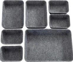 De Millennials 7 Delige Organizer - Ladeverdeler - Organizer Bureau - Lade Bakjes - Opbergbakjes - Mandjes - Make Up Bakjes - Lade Verdeler - Opberg Mandjes - Opbergmand - Donkergrijs