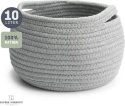 Mand Van Sophie Nordinn® - Opbergmand Boras (Lichtgrijs) - Mandjes Opbergen - Milieuvriendelijk Manden - Katoen