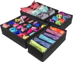 Merkloos Organizer Voor Kleding - Kledingverdeler - 4 Stuks - Opbergbox - Opbergsysteem 45 Vakken - Ondergoed / Sokken / Shirts / BH - Kastlade Verdeler - Kast Verdeler - Kledingkast