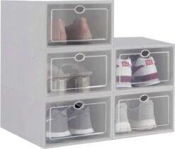Repus - Set Van 5 - Schoenen Opberger - Schoenendoos - Opstapelbaar - Shoe Box - Wit