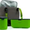 Homra Lunchset In Tas BREAQ Green - Broodtrommel - Yoghurtbeker - Koeltas - Lunch To Go - Duurzaam Kunststof - BPA Vrij - Lunchtrommel - Magnetron, Diepvries, Vaatwasser Bestendig - Grijs Met Groen - Picknick - Kantoor - School - Vers Houden -Thuisopslag 1200x1028