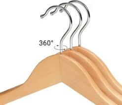 TopHangers [Set Van 6] - Scherp Geprijsde! Mooi Afgewerkte Blank Gelakte Houten Jashangers / Kostuumhangers / Kledinghangers Met Extra Dikke Schouderkop -Thuisopslag 1200x1028 5