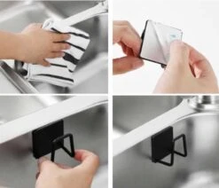 Nolad® - Sponshouder - Vaatdoekhouder - Gootsteen Organiser - Wandhaak - 2 Stuks - Zwart -Thuisopslag 1200x1032 3