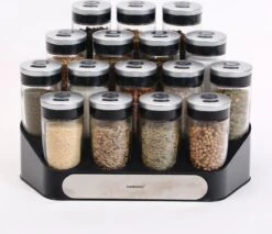 Merkloos Decopatent® Kruidenrek Incl. 16 Glazen Kruiden Potjes - Rvs Strooideksel - Staand Kruiden & Specerijen Rek - Kruidenpotjes Glas -Thuisopslag 1200x1035 2