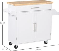 HOMCOM Keukentrolley Rolbare Serveerwagen Keuken Trolley Voor Keuken Woonkamer Eetkamer 801-178 -Thuisopslag 1200x1037 7