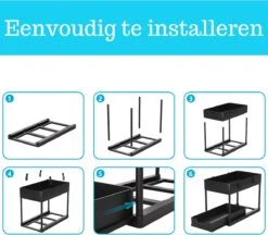 Gohh Ladekast – Keukenkast Organizer - Uitschuifbaar – Opbergen - Zwart -Thuisopslag 1200x1048 1