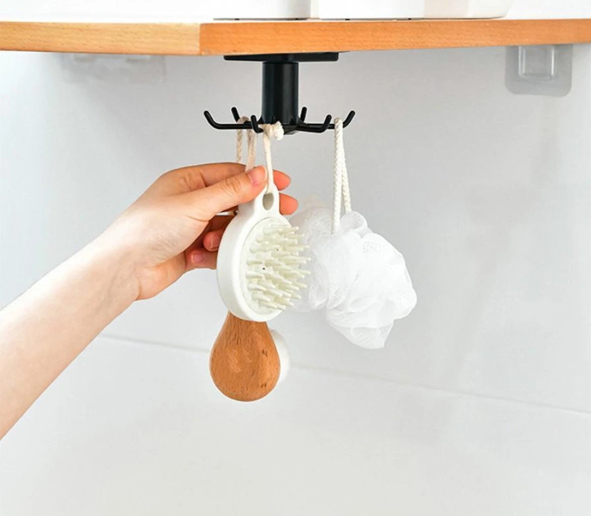 Merkloos Keuken-organizer- Haken- Roterend- Keukengerei-houder- Lepels- Zelfklevend- Zwart- 2 Stuks 4 Merkloos Keuken-organizer- Haken- Roterend- Keukengerei-houder- Lepels- Zelfklevend- Zwart- 2 Stuks - Afbeelding 2