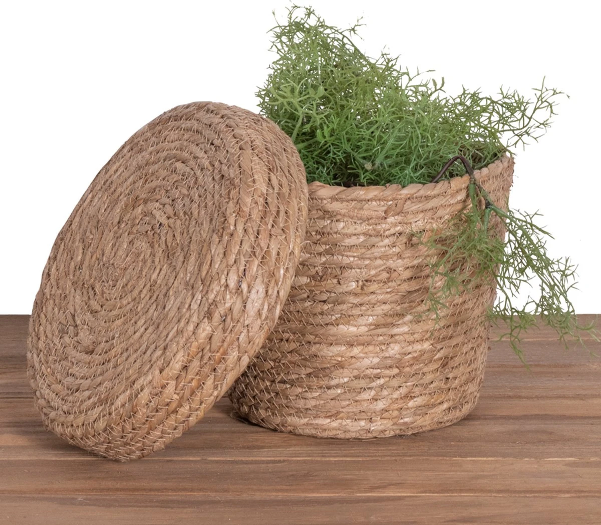 Opbergmand Rotan - Bruin - Ø23cm - Met Deksel - Mand Dorian Klein - Giga Meubel 4 Opbergmand Rotan - Bruin - Ø23cm - Met Deksel - Mand Dorian Klein - Giga Meubel - Afbeelding 2