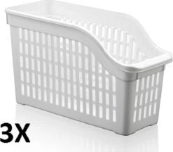 Merkloos 3X - Koelkast Oganizer - Koelkast Bakje - Organizer Kast - Opbergbakje - Smalle Model - Wit