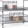 Navaris Stalen Kruidenrekje 2 Etages - Kruidenrek Staand - Rek Voor Kruidenpotjes En Glaasjes - Multifunctionele Organizer Voor Keuken En Badkamer