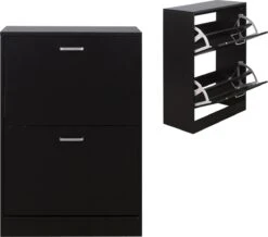 Schoenenkast - Schoenenrek - 2 Vakken - Zwart