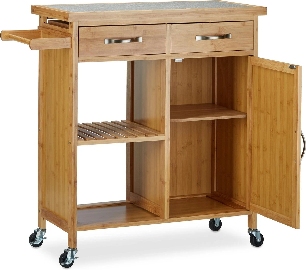 Relaxdays Serveerwagen Hout - Keukentrolley Bamboe - Theewagen - Keukenwagen - Trolley 12 Relaxdays Serveerwagen Hout - Keukentrolley Bamboe - Theewagen - Keukenwagen - Trolley - Afbeelding 10