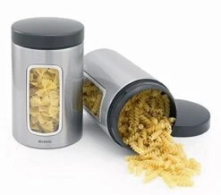 Brabantia Voorraadbus - 1,4 L - Matt Steel Fingerprint Proof / Matt Black Deksel - Met Venster -Thuisopslag 1200x1060