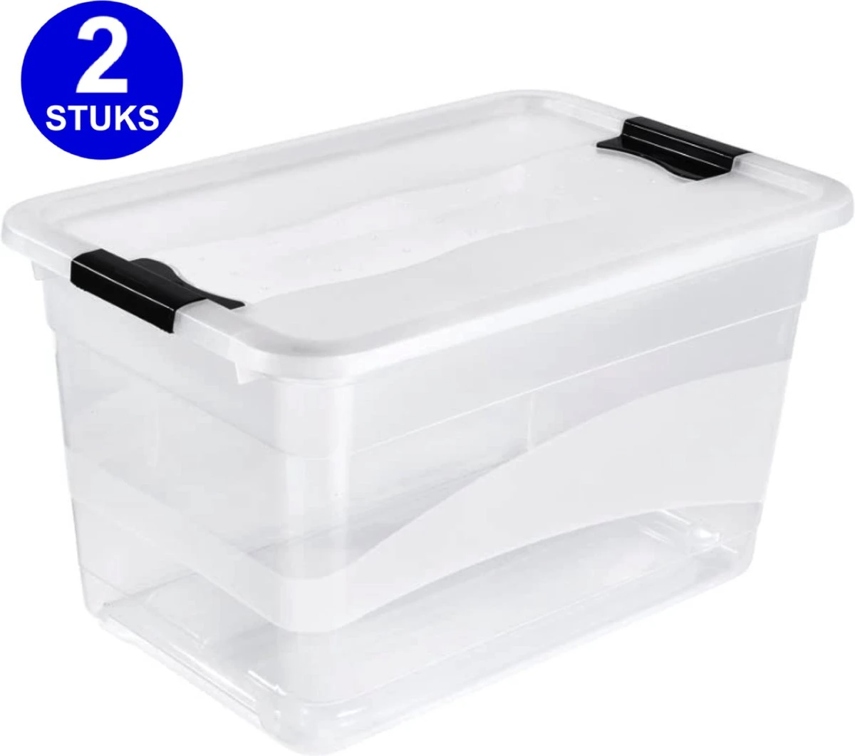 Opbergbox 52L - 2 Stuks - 59x39x34cm - Opslagbak Voor O.a. Kleding, Kerstspullen, Schoenen - Opslagbox – Kunststof Opbergboxen 3 Opbergbox 52L - 2 Stuks - 59x39x34cm - Opslagbak Voor O.a. Kleding, Kerstspullen, Schoenen - Opslagbox – Kunststof Opbergboxen