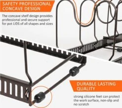 Golden Keuken Kookgerei Pan Pot Deksel Organizer- Rack Keuken Pan Organizer- Totaal 7 Verstelbare Compartimenten-Pannenrek-Kitchary Keukenrek-Zwart -Thuisopslag 1200x1064 2