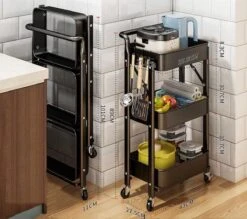 Inklapbare Keukentrolley - Keukentrolley Op Wieltjes - Serveerwagen - Keuken Trolley Metaal - Zwart - 89,5*44*30cm -Thuisopslag 1200x1065 4