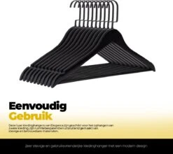 Eleganca Luxe Kleerhangers – Kledinghangers – Garderobehangers – Kledinghangers Voor In De Kast – Hout – 45 Cm – 15 Stuks – Zwart -Thuisopslag 1200x1067 10