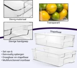 Set Van 6 Premium Koelkast Organizer - Opbergbakjes - Koelkast Bakjes - Koelkast Organizer Doorzichtig - Koelkast Opbergbak - Fridge Organizer - Voorraadbakjes -Thuisopslag 1200x1068 1