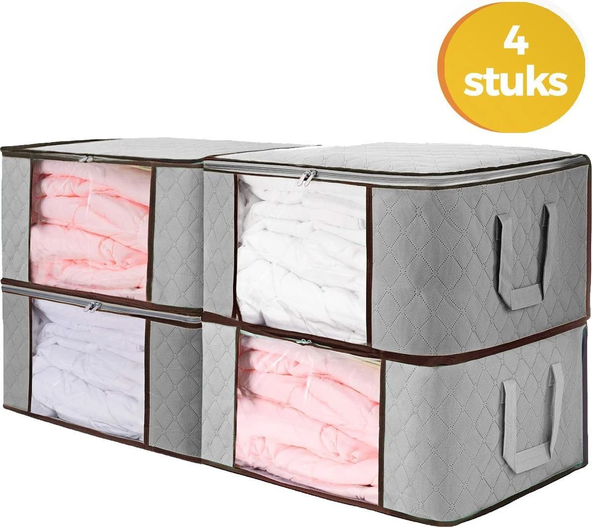 LifeGoods Opbergtas En Organizer - 4x 50L - 54x25x39 Cm - Textiel - Grijs 3 LifeGoods Opbergtas En Organizer - 4x 50L - 54x25x39 Cm - Textiel - Grijs