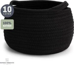 Mand Van Sophie Nordinn® - Opbergmand Boras (Zwart) - Mandjes Opbergen - Milieuvriendelijk Manden - Katoen
