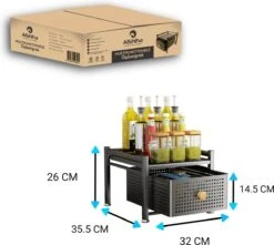 AlShiha® Organizer - Keuken Organizer - Ladekast - (Een Laag ) - Kast Organizer - Keukenrek - Gootsteenkast Organizer - Aanrecht Organiser - Bureau Organizer - Opbergrek - Keukenkast Organizer - Badkamer Organizer -Thuisopslag 1200x1072 1