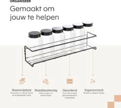 Noswo Kruidenrek Ophangbaar - Voor 24 Kruidenpotjes - 4 Stuks - Keukenrek Hangend - RVS - Zwart -Thuisopslag 1200x1074 1