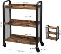 Hoppa! Serveerkar 3 Niveaus - Zwart/Bruin - Metaal - 66 X 26 X 85 Cm -Thuisopslag 1200x1075 8