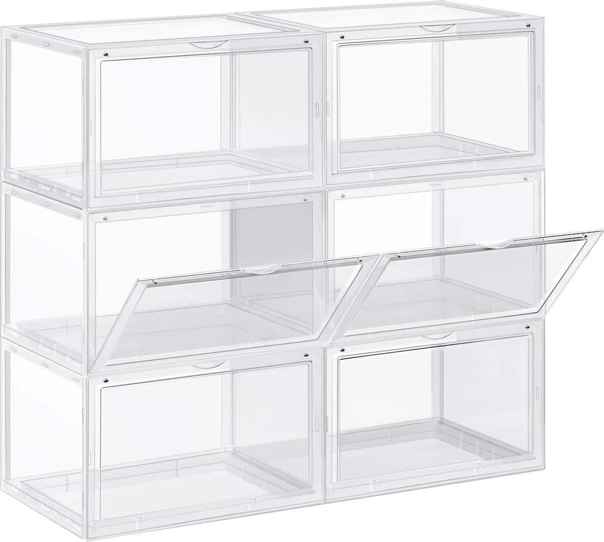 Songmics Schoendozen, Set Van 6 Stapelbare Schoen Organizers - Transparant Plastic - 46, 36 X 28 X 22 Cm 3 Songmics Schoendozen, Set Van 6 Stapelbare Schoen Organizers - Transparant Plastic - 46, 36 X 28 X 22 Cm