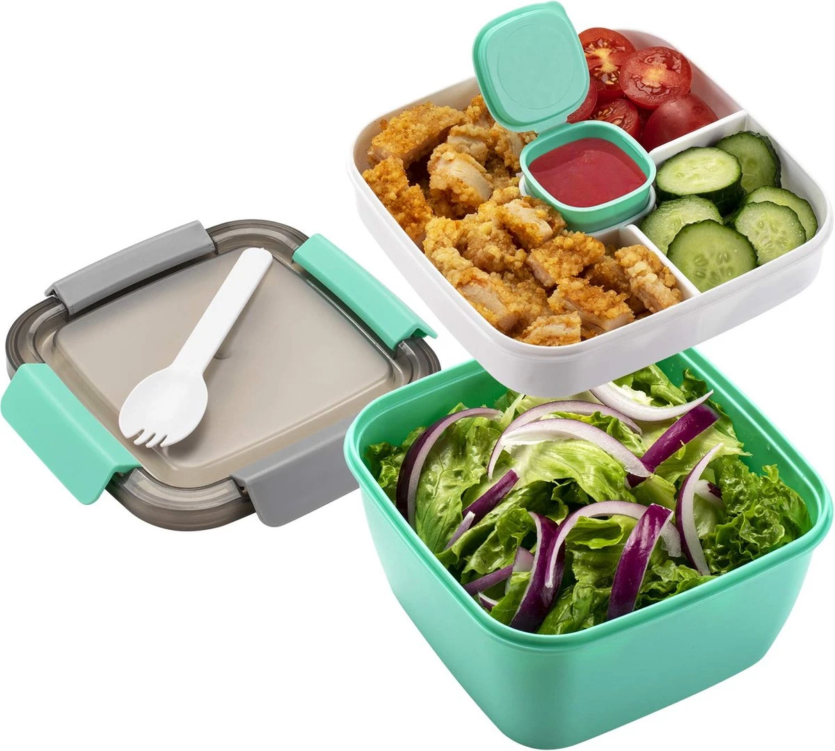 Consumerce® Luxe Meerlaagse Lunchbox Met Vakjes Mintgroen – Lunchbox Volwassenen – Japanse Bento Box – Lunchbox Kinderen – Salade To Go – Brooddoos Volwassenen – Broodtrommel – Lunchtrommel – Salade Lunchbox – Saladebox – Salade Box 3 Consumerce® Luxe Meerlaagse Lunchbox Met Vakjes Mintgroen – Lunchbox Volwassenen – Japanse Bento Box – Lunchbox Kinderen – Salade To Go – Brooddoos Volwassenen – Broodtrommel – Lunchtrommel – Salade Lunchbox – Saladebox – Salade Box