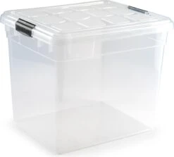 1x Stuks Opslagbakken/organizers Met Deksel 35 Liter 42 X 36 X 35 Cm Transparant - Opbergbakken
