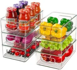 Koelkast Organizer - Koelkast Bakjes - Lade Organizer - Opbergboxen - Keuken Organizer - Opbergdozen - Bewaardoos - Transparant - Stapelbaar - SET VAN 4