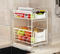 Milano Luxurious Organizer Lade Wit - Keuken Ladekast – Gootsteenkast Organizer – Opbergrek Voor Het Aanrecht – Tweelaags Ladesysteem – Opslag Voor Keukenkast Of Badkamerkast – Maat XL -Thuisopslag 1200x1086 4