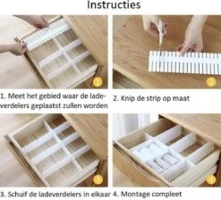 Merkloos Ladeverdeler - Lade Organizer - Wit - 4 Stuks 32.7 X 7cm - Verstelbare Ladeverdeler -Thuisopslag 1200x1086 6