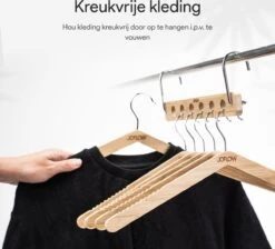 JoFlow® 6-in-1 Kledinghanger | INCLUSIEF 6 Klerenhangers | Ruimtebesparende Antislip Klerenhanger Hout Bamboe | Hang Tot Wel 6 Kledingstukken Op! -Thuisopslag 1200x1086 8