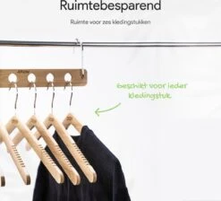 JoFlow® 6-in-1 Kledinghanger | INCLUSIEF 6 Klerenhangers | Ruimtebesparende Antislip Klerenhanger Hout Bamboe | Hang Tot Wel 6 Kledingstukken Op! -Thuisopslag 1200x1086 9