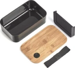 Lunchtrommel/broodtrommel 2-vaks Zwart/naturel Bamboe 19 X 7 Cm - Keukenbenodigdheden - Lunch/brood Meenemen - Trommels/boxen -Thuisopslag 1200x1088 1