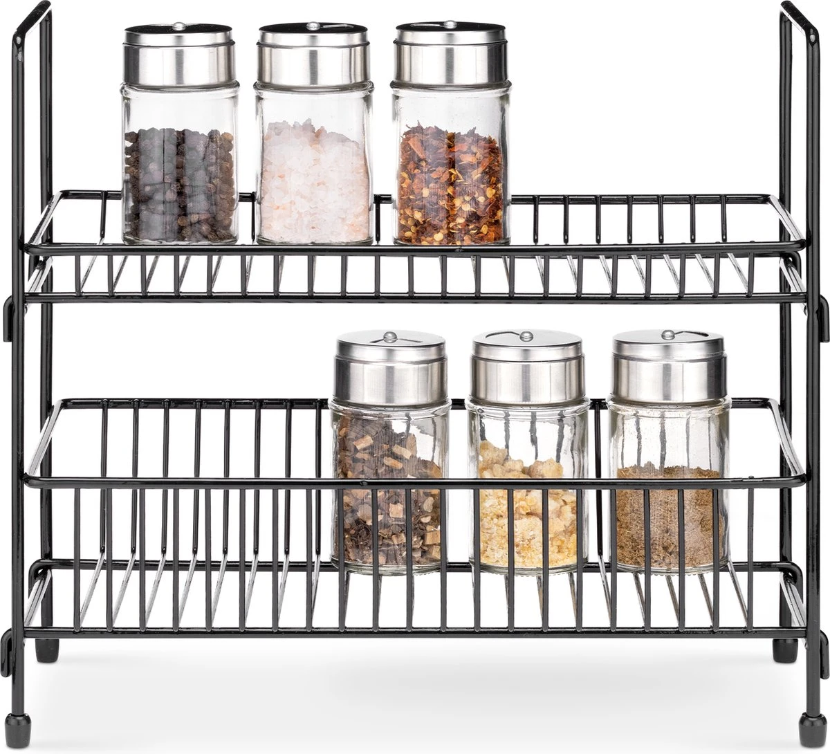 Navaris Stalen Kruidenrekje 2 Etages - Kruidenrek Staand - Rek Voor Kruidenpotjes En Glaasjes - Multifunctionele Organizer Voor Keuken En Badkamer 4 Navaris Stalen Kruidenrekje 2 Etages - Kruidenrek Staand - Rek Voor Kruidenpotjes En Glaasjes - Multifunctionele Organizer Voor Keuken En Badkamer - Afbeelding 2