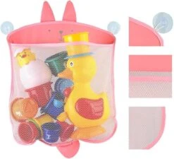 Merkloos Speelgoed Organizer - Opberg Badspeelgoed Tas | Roze| Ideaal Voor Elke Badkamer | Speelgoed Zak | Bad Speelgoed Opbergen Netje | Makkelijk Te Bevestigen | Bad Speelgoed Tas Organizer Opbergnet - Opruimen - Organiser -Thuisopslag 1200x1094 2