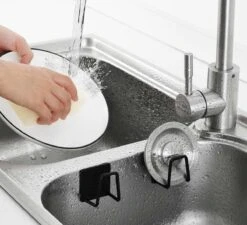 Nolad® - Sponshouder - Vaatdoekhouder - Gootsteen Organiser - Wandhaak - 2 Stuks - Zwart -Thuisopslag 1200x1095 4