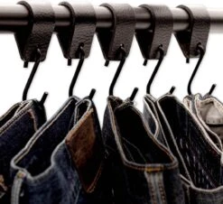 Brute Strength - Leren S-haak Hangers - Zwart - 4 Stuks - 12,5 X 2,5 Cm – Zwart Zilver – Leer - Handdoekhaakjes - Ophanghaken – Kapstokhaak -Thuisopslag 1200x1096 5